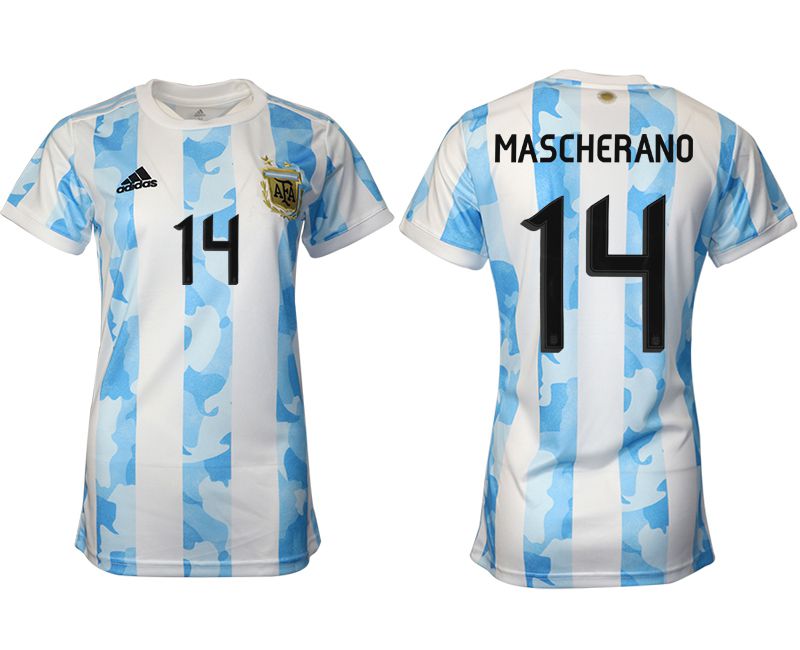 Women 2021-2022 Club Argentina home aaa version white #14 Soccer Jerseys->women soccer jersey->Women Jersey